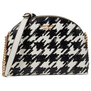 kate Spade Morgan Painterly Black & White Houndstooth Dome Crossbody